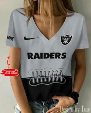 Las Vegas Raiders Summer New Women V-neck T-Shirt Trending 2025 AMCWTS820