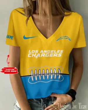 Los Angeles Chargers Summer New Women V-neck T-Shirt Trending 2025 AMCWTS821