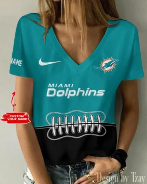 Miami Dolphins Summer New Women V-neck T-Shirt Trending 2025 AMCWTS823