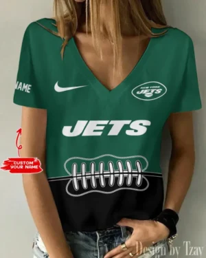 New York Jets Summer New Women V-neck T-Shirt Trending 2025 AMCWTS828