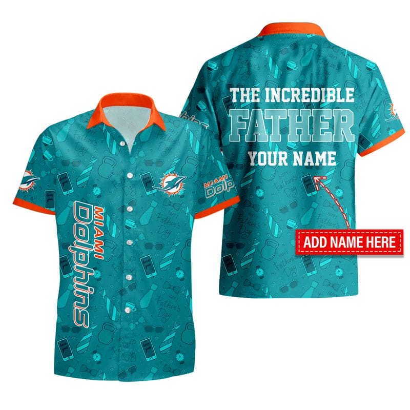 Miami Dolphins Personalized Button Shirt Father's Day New AMCBTS000010