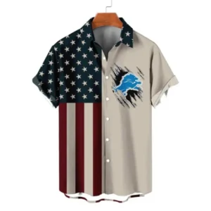 Detroit Lions Classic Retro Mascot Line Hawaiian Shirt AMCHWS00005