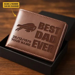 Buffalo Bills Best Dad Ever Men Wallet Custom Any Name And Date Gift For Father’s Day AMC2DMW00001