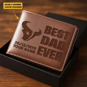 Houston Texans Best Dad Ever Men Wallet Custom Any Name And Date Gift For Father’s Day AMC2DMW00006
