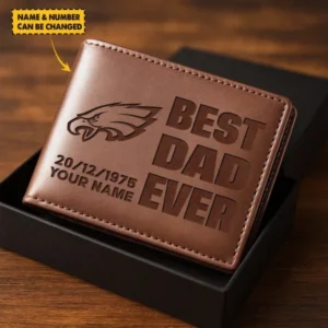Philadelphia Eagles Best Dad Ever Men Wallet Custom Any Name And Date Gift For Father’s Day AMC2DMW00021