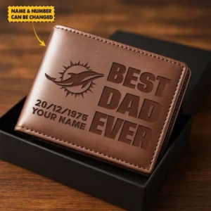 Miami Dolphins Best Dad Ever Men Wallet Custom Any Name And Date Gift For Father’s Day AMC2DMW00007