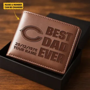 Chicago Bears Best Dad Ever Men Wallet Custom Any Name And Date Gift For Father’s Day AMC2DMW00003