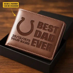 Indianapolis Colts Best Dad Ever Men Wallet Custom Any Name And Date Gift For Father’s Day AMC2DMW00018