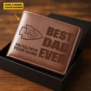 Kansas City Chiefs Best Dad Ever Men Wallet Custom Any Name And Date Gift For Father’s Day AMC2DMW00019