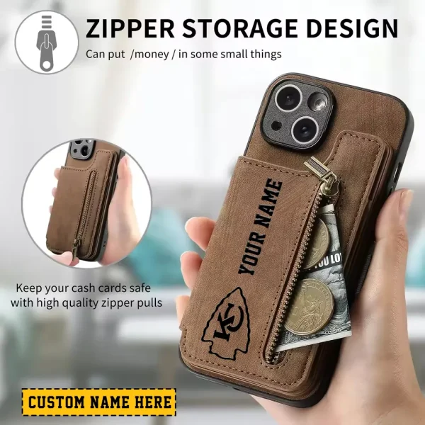 Kansas City Chiefs Zipper Cards Solt Wallet Leather Case New 2025 AMCWLPC00121 - Image 2