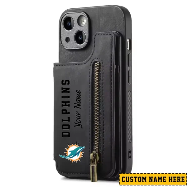 Miami Dolphins Zipper Cards Solt Wallet Leather Case New 2025 AMCWLPC00153