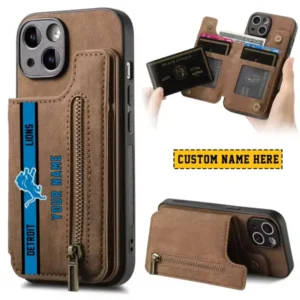 Detroit Lions Zipper Cards Solt Wallet Leather Case New 2025 AMCWLPC00082