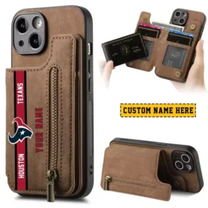 Houston Texans Zipper Cards Solt Wallet Leather Case New 2025 AMCWLPC00098