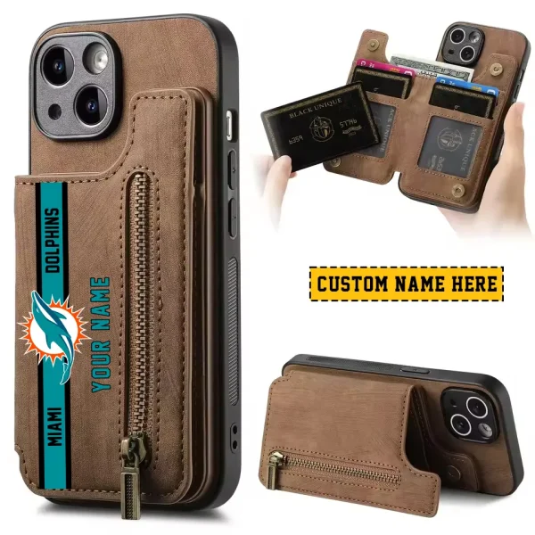 Miami Dolphins Zipper Cards Solt Wallet Leather Case New 2025 AMCWLPC00157