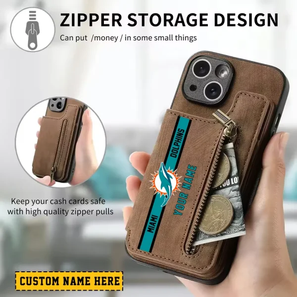 Miami Dolphins Zipper Cards Solt Wallet Leather Case New 2025 AMCWLPC00157 - Image 2