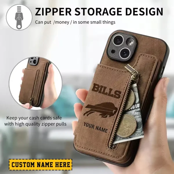 Buffalo Bills Zipper Cards Solt Wallet Leather Case New 2025 AMCWLPC00028 - Image 2