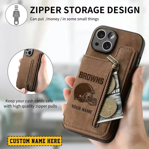 Cleveland Browns Zipper Cards Solt Wallet Leather Case New 2025 AMCWLPC00060 - Image 2