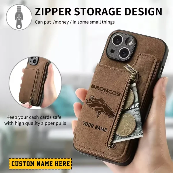 Denver Broncos Zipper Cards Solt Wallet Leather Case New 2025 AMCWLPC00076 - Image 2