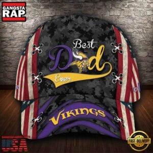 Minnesota Vikings Best Dad USA Flag New Design Classic Cap AMCCAP000071