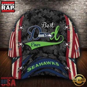 Seattle Seahawks Best Dad USA Flag New Design Classic Cap AMCCAP000078