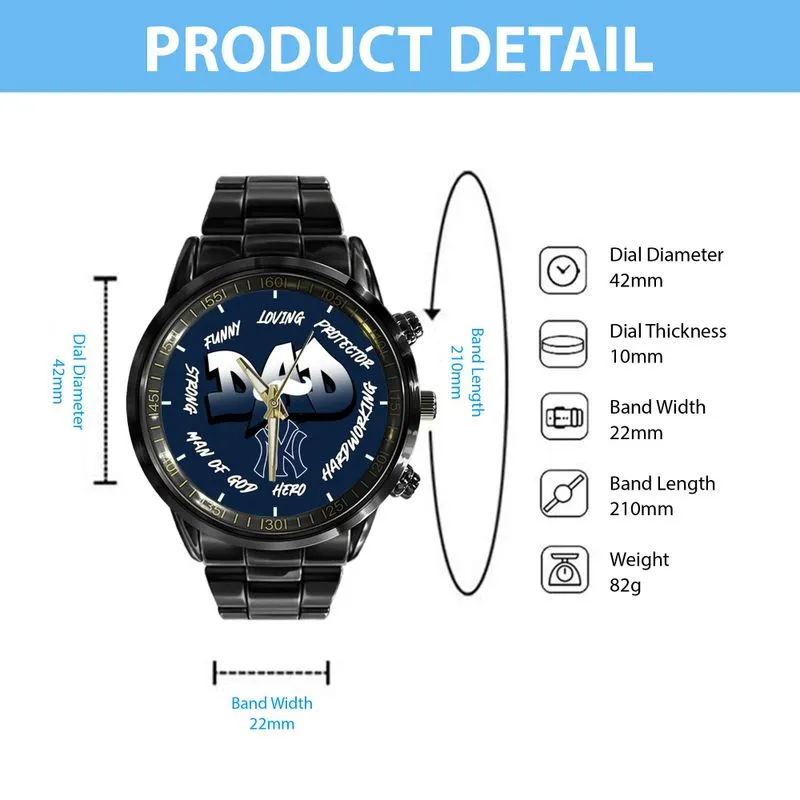 New York Yankees Limited Edition Black Stainless Steel Watch For Father's Day AMCWA000013 - Image 4