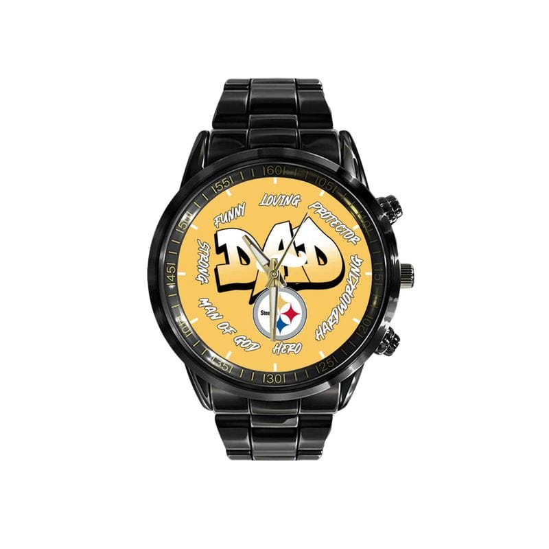 Pittsburgh Steelers Limited Edition Black Stainless Steel Watch For Father's Day AMCWA000009