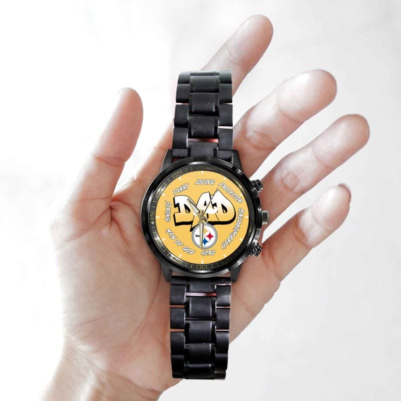 Pittsburgh Steelers Limited Edition Black Stainless Steel Watch For Father's Day AMCWA000009 - Image 2