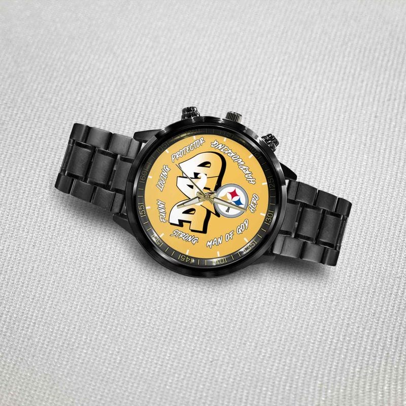 Pittsburgh Steelers Limited Edition Black Stainless Steel Watch For Father's Day AMCWA000009 - Image 3