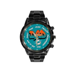 Miami Dolphins Limited Edition Black Stainless Steel Watch For Father's Day AMCWA000006