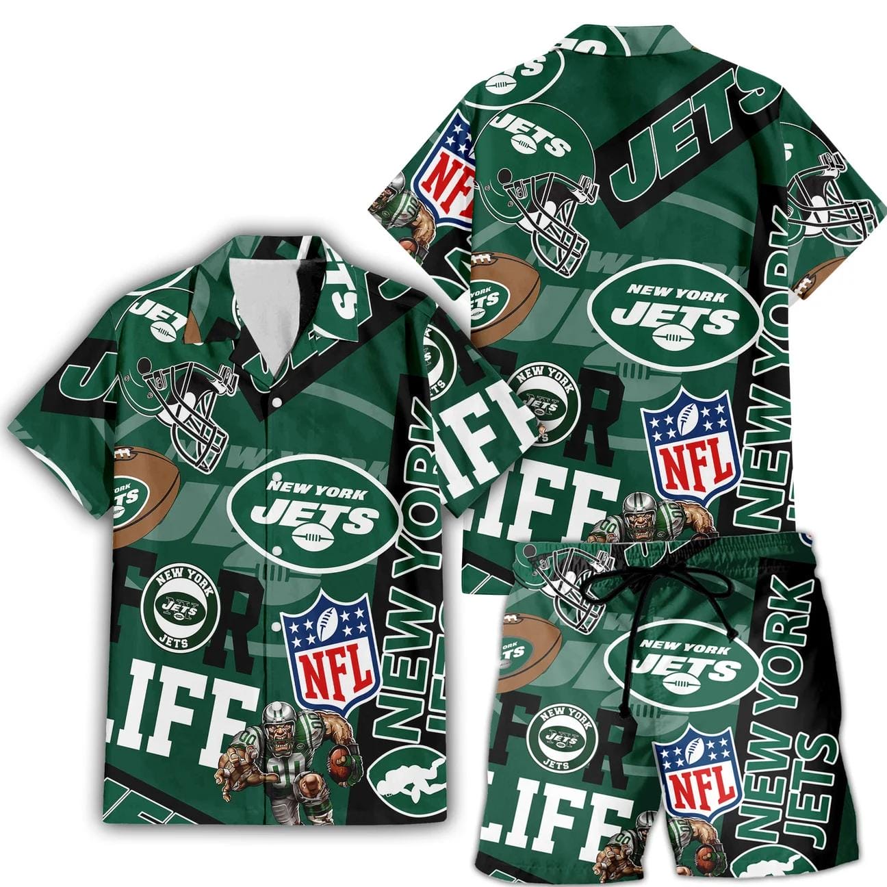 New York Jets Custom Limited Edition For Life Hawaiian Shirt and Shorts AMCHWSS000248 - Image 3