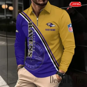 Baltimore Ravens Personalized Long Sleeve Polo Shirt New 2025 AMCLSPS0219