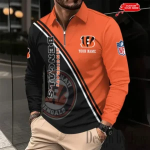 Cincinnati Bengals Personalized Long Sleeve Polo Shirt New 2025 AMCLSPS0238