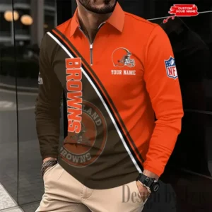 Cleveland Browns Personalized Long Sleeve Polo Shirt New 2025 AMCLSPS0220