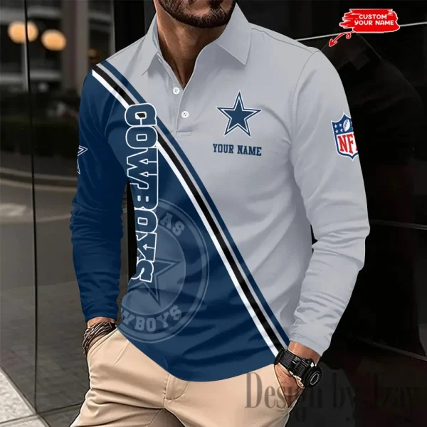 Dallas Cowboys Personalized Long Sleeve Polo Shirt New 2025 AMCLSPS0208