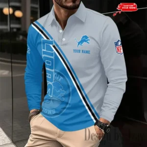 Detroit Lions Personalized Long Sleeve Polo Shirt New 2025 AMCLSPS0200