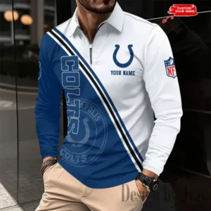 Indianapolis Colts Personalized Long Sleeve Polo Shirt New 2025 AMCLSPS0239