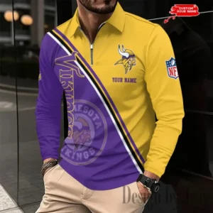 Minnesota Vikings Personalized Long Sleeve Polo Shirt New 2025 AMCLSPS0233