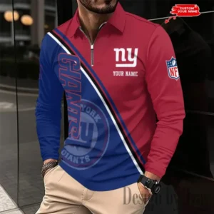 New York Giants Personalized Long Sleeve Polo Shirt New 2025 AMCLSPS0216