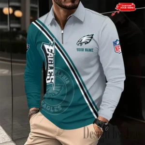 Philadelphia Eagles Personalized Long Sleeve Polo Shirt New 2025 AMCLSPS0246