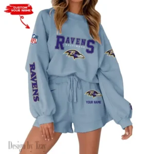 Baltimore Ravens Limited Edition Women Sweatshirt and Shorts New 2025 AMCWSWS00041