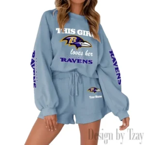 Baltimore Ravens Limited Edition Women Sweatshirt and Shorts New 2025 AMCWSWS00049