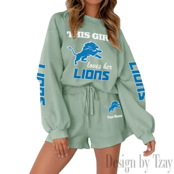 Detroit Lions Limited Edition Women Sweatshirt and Shorts New 2025 AMCWSWS00010 - Image 2