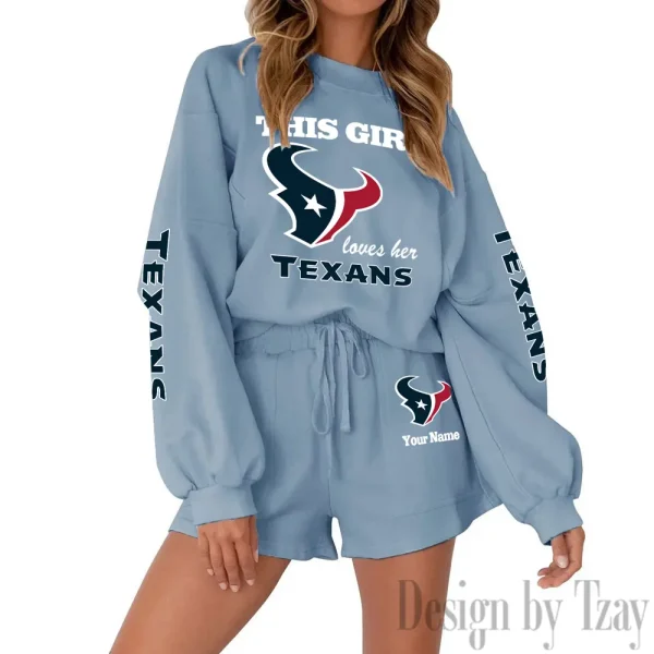 Houston Texans Limited Edition Women Sweatshirt and Shorts New 2025 AMCWSWS00027