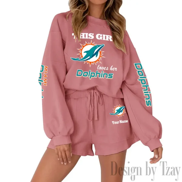 Miami Dolphins Limited Edition Women Sweatshirt and Shorts New 2025 AMCWSWS00028