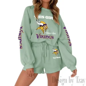 Minnesota Vikings Limited Edition Women Sweatshirt and Shorts New 2025 AMCWSWS00075
