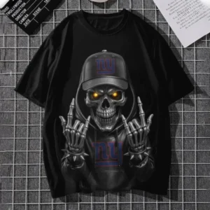 New York Giants Football US Team Black Skull Art T-shirt Custom Any Name AMC2DTS00010