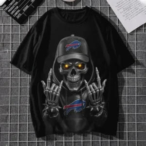 Buffalo Bills Football US Team Black Skull Art T-shirt Custom Any Name AMC2DTS00001