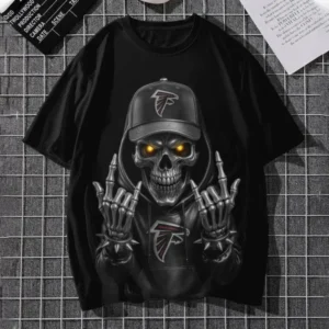 Atlanta Falcons Football US Team Black Skull Art T-shirt Custom Any Name AMC2DTS00009
