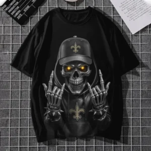 New Orleans Saints Football US Team Black Skull Art T-shirt Custom Any Name AMC2DTS00019
