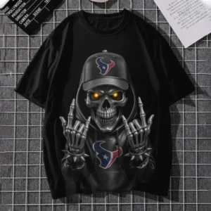 Houston Texans Football US Team Black Skull Art T-shirt Custom Any Name AMC2DTS00007